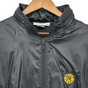 VTG IZOD CLUB Match Frame Black Lightweight Zip Up Hooded Windbreaker Jacket 2XL